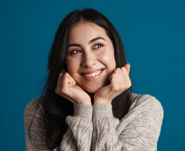 Woman smiling during periodontal care