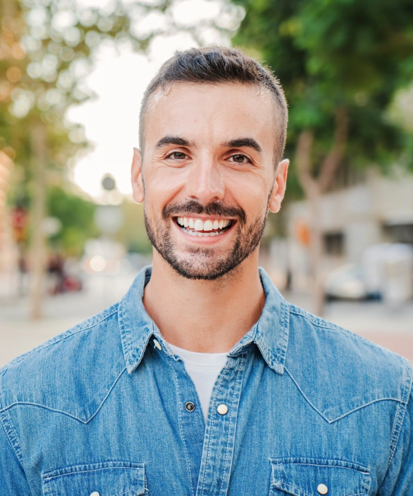 Man smiling for restorative dentistry